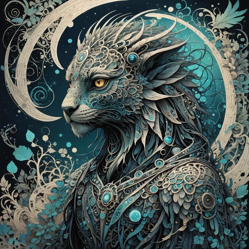 Noctilucent Fantasy Art in Zentangle Style