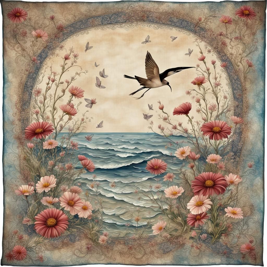 the sea and birds