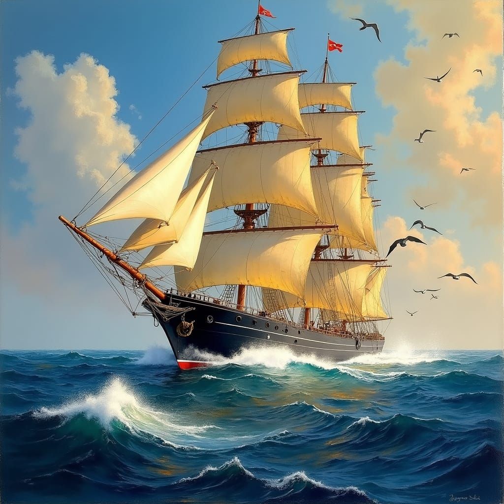 Cutty Sark Glides Across Atlantic in Impressionist Style