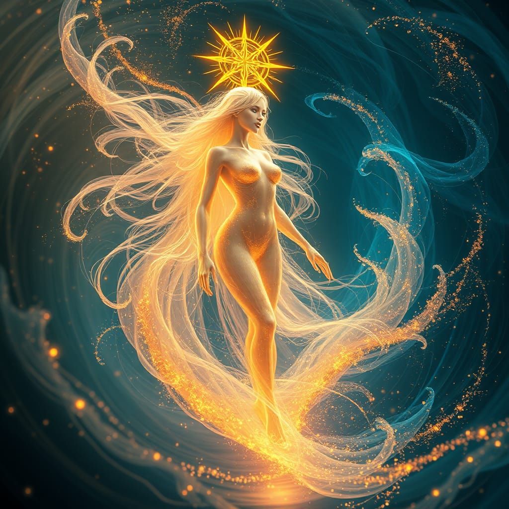 Ethereal Crystalline Being in Surreal Aquatic Realm