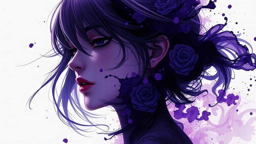 Ink Portrait: Surreal Beauty in Digital Art