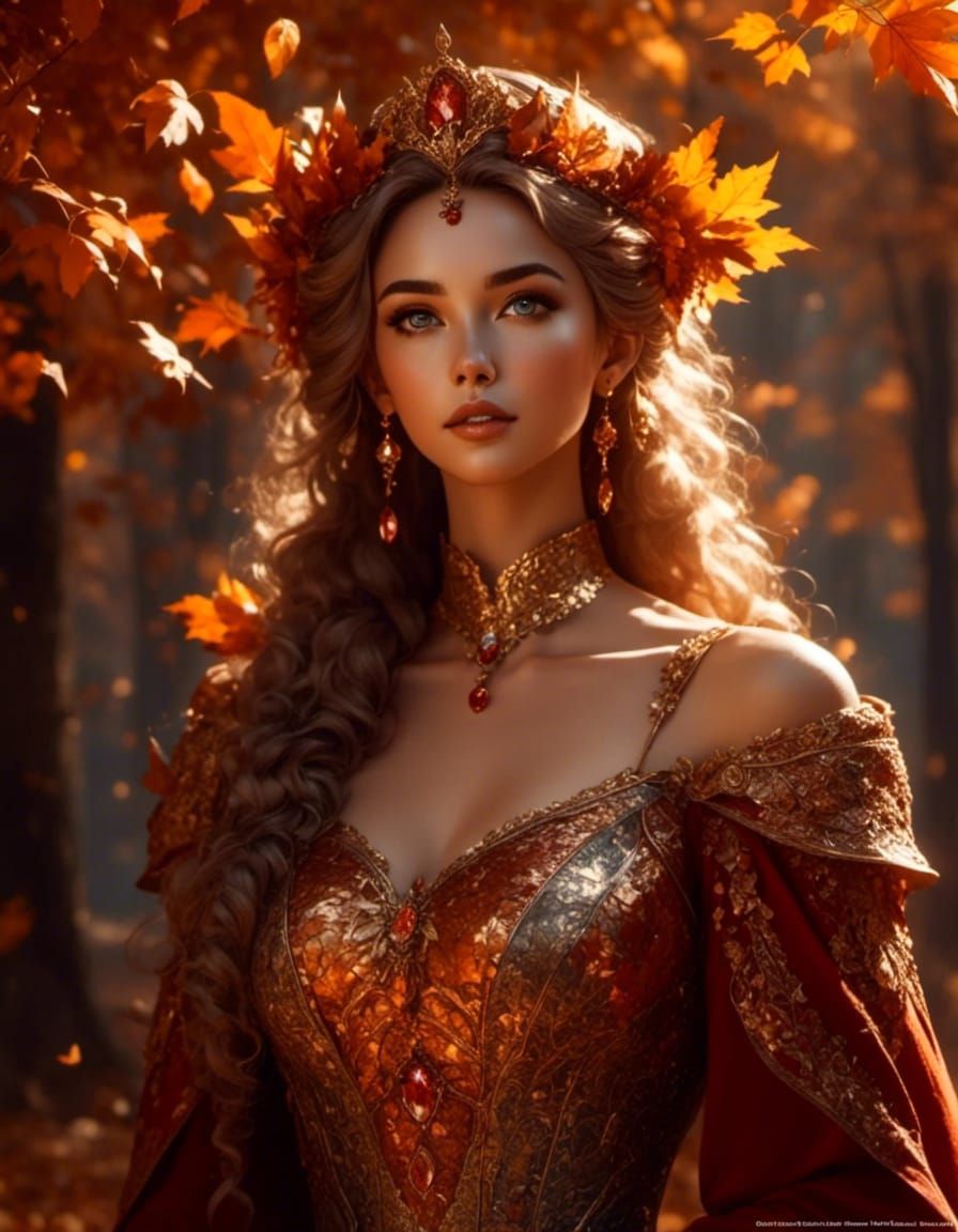 Medieval Fantasy Autumn Princess in Anime Realism