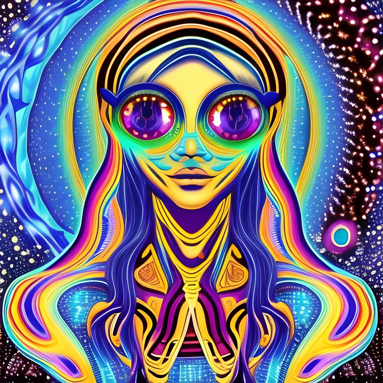Mystical Galaxy Cowgirl with Third Eye