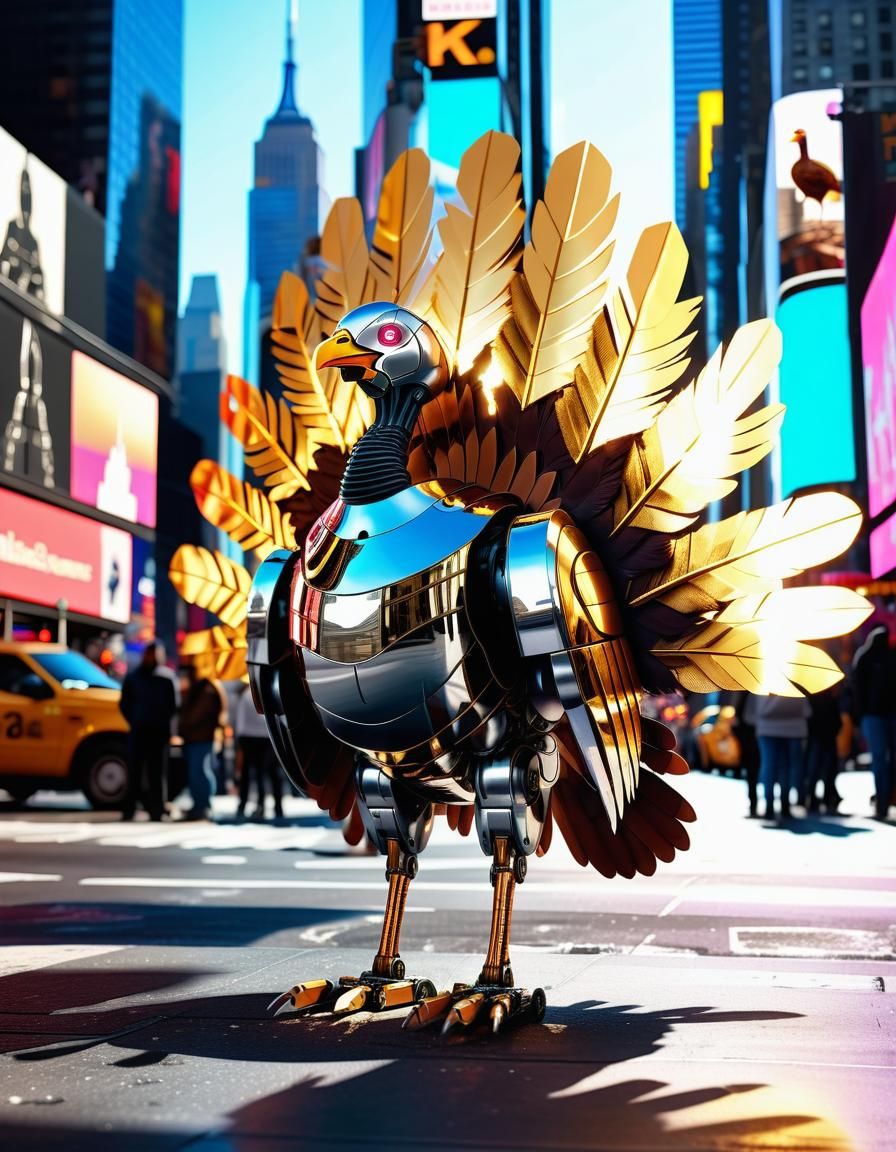 Robot Turkey in Times Square: Metallic Concept Art