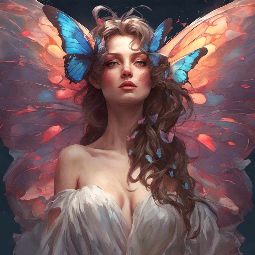 Woman with Butterfly Wings, Detailed Concept Art