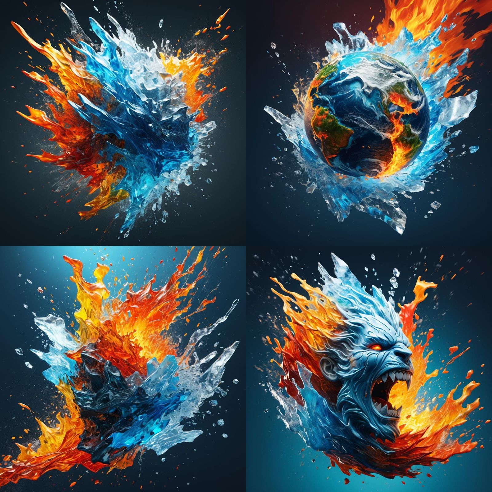 Elemental Forces: Fire, Ice, Wind, and Earth