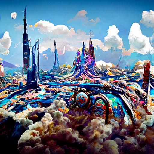 Fantasy Cloud Wasteland Panorama in Whites and Blues