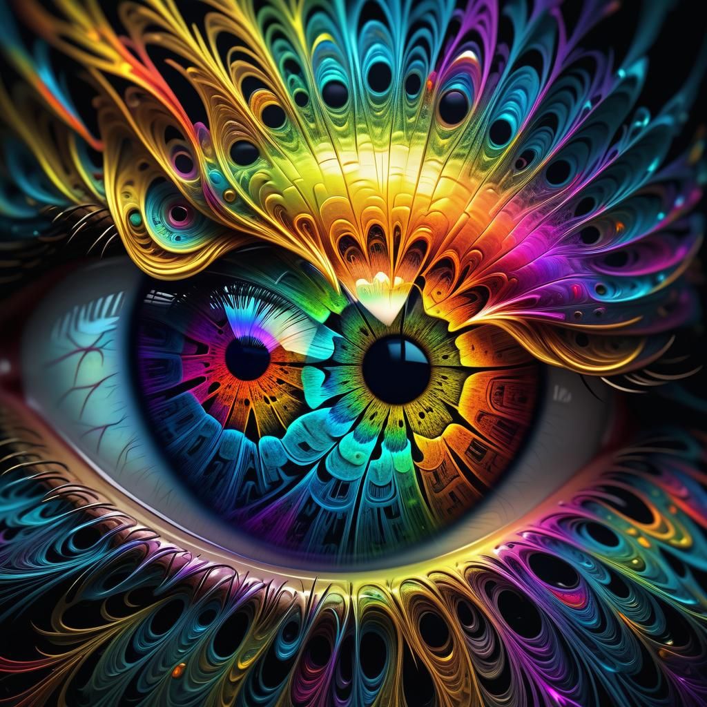 Neon 
Painted Eye - Multi colored. Fractal. intricate detail...
