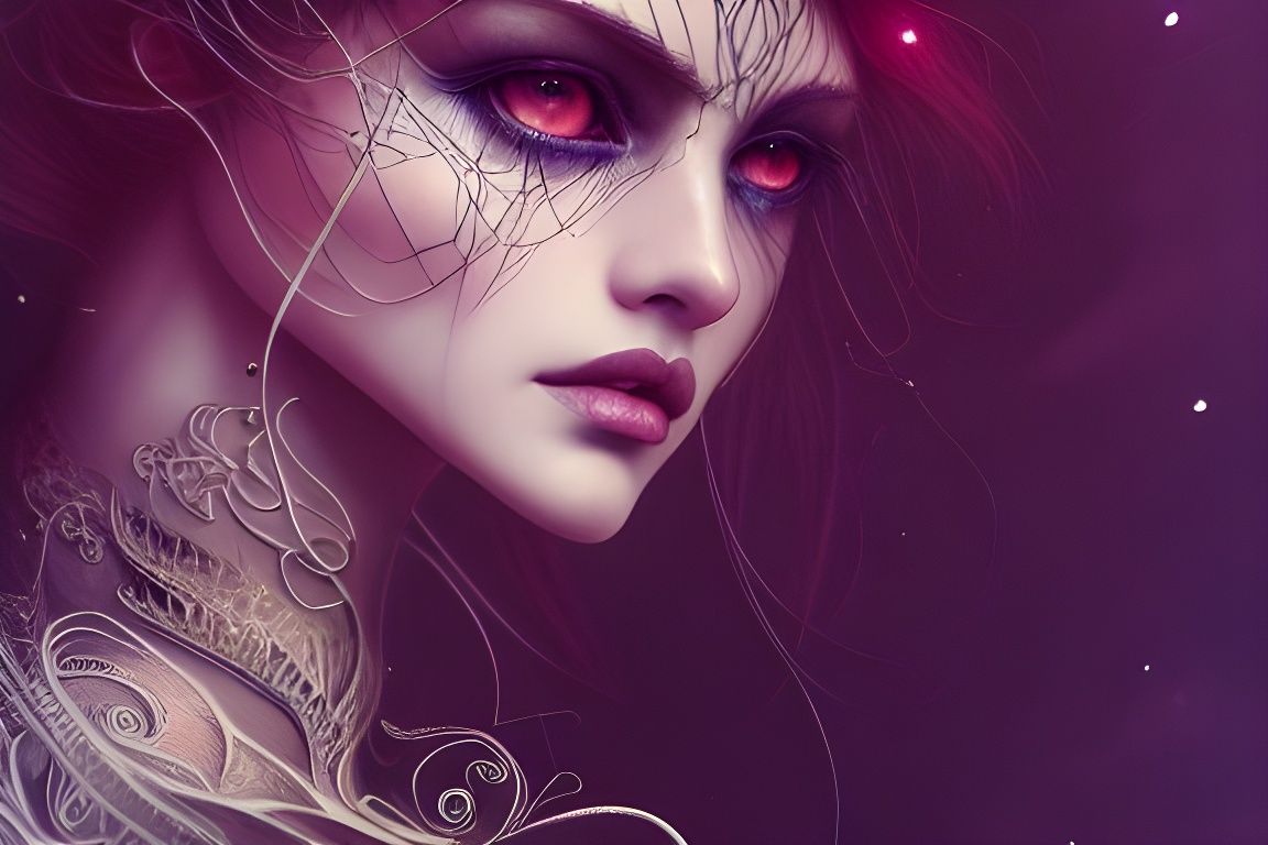 Beautiful Witch with Intricate Eyes in Digital Art