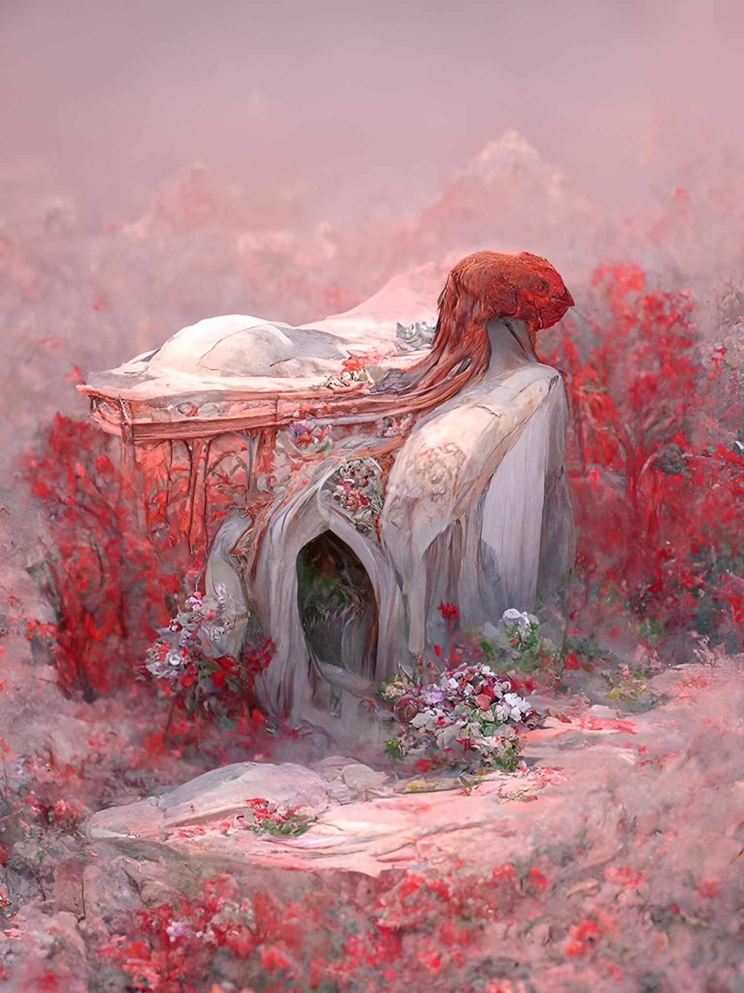 Ethereal Art Nouveau Ruby Tomb