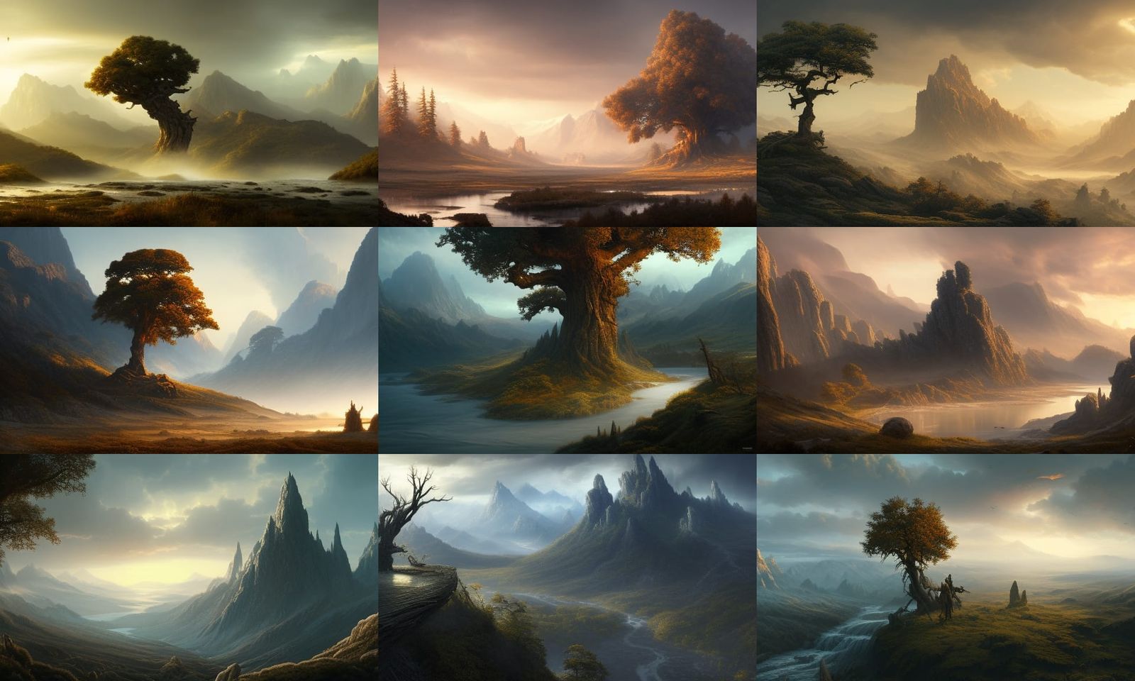 Oak Tree Sunset: Dark Fantasy Concept Art