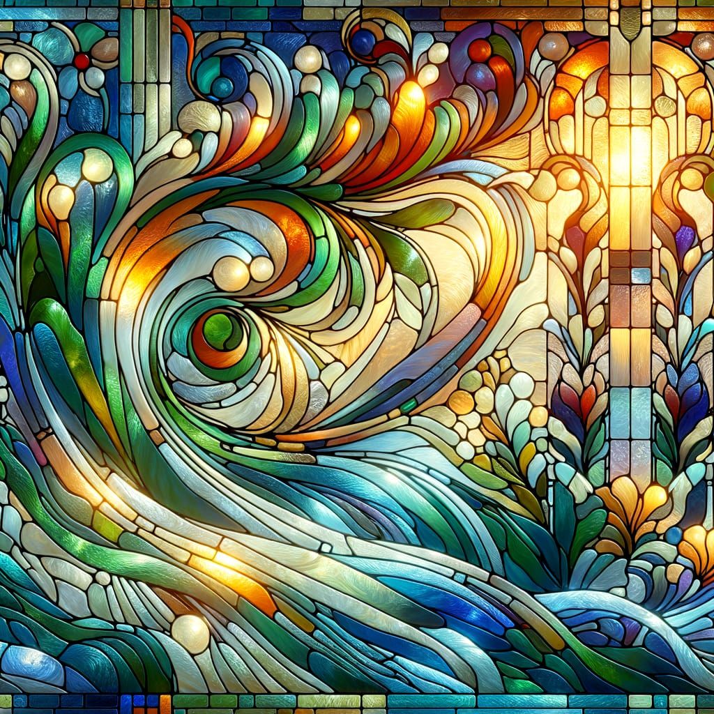 Art Nouveau Spirit in Stained Glass Style