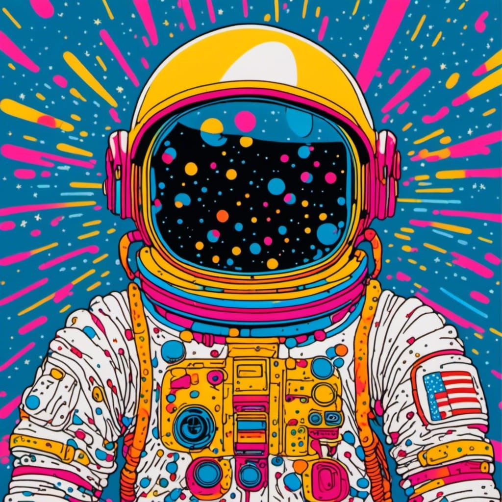 Astronaut in Neon Spacesuit: Futuristic Digital Art
