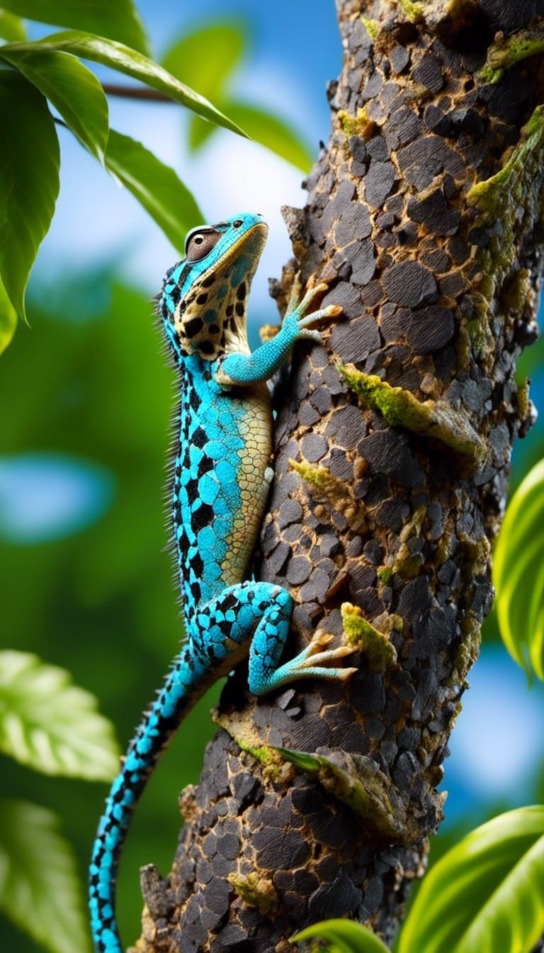 Lizard's Climb: A Wildlife Adventure in Vivid Detail