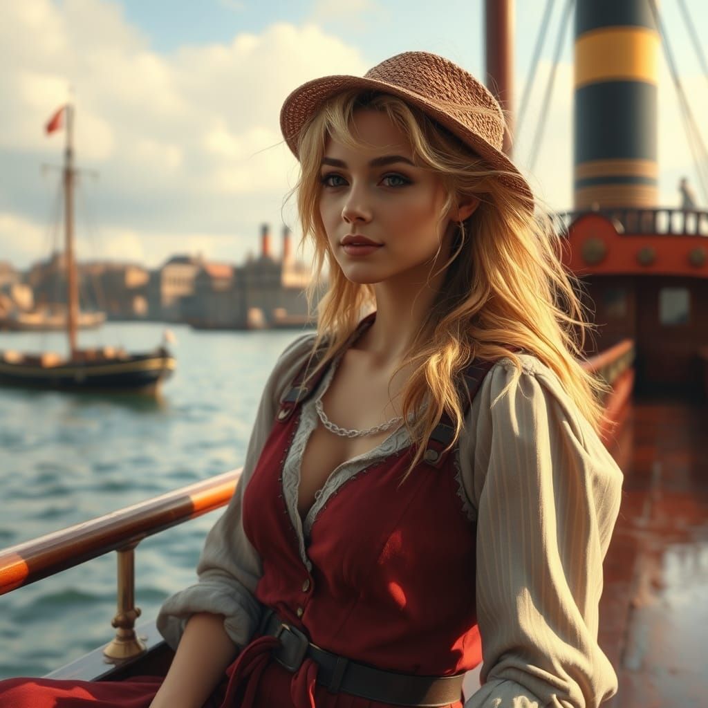 1930s Woman on Luxury Steamship: Digital Matte Painting