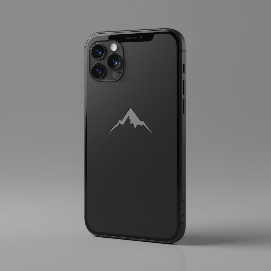 Minimalist 3D Smartphone with Mountain Logo