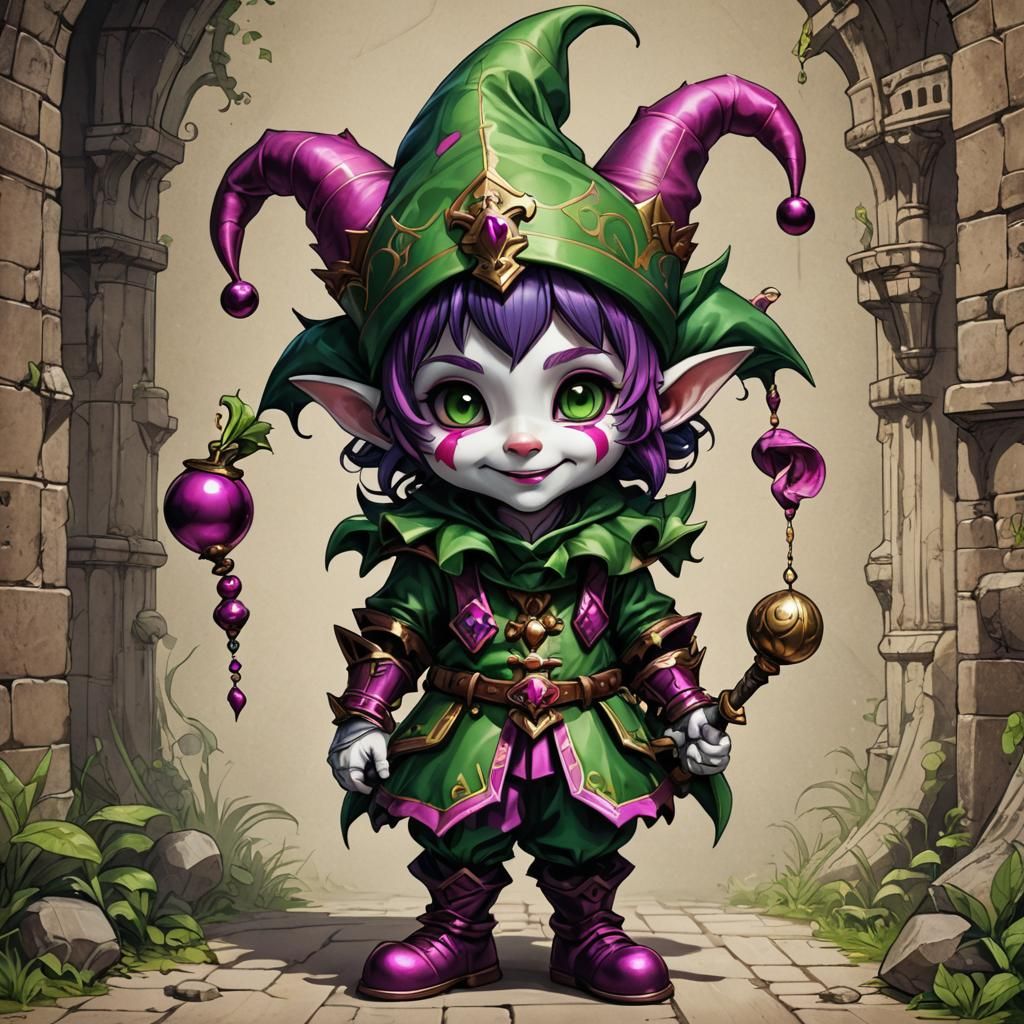 Chibi Jester in Medieval Realism Style