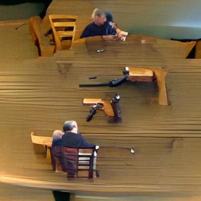 Tense Standoff: Two Men Pointing Guns