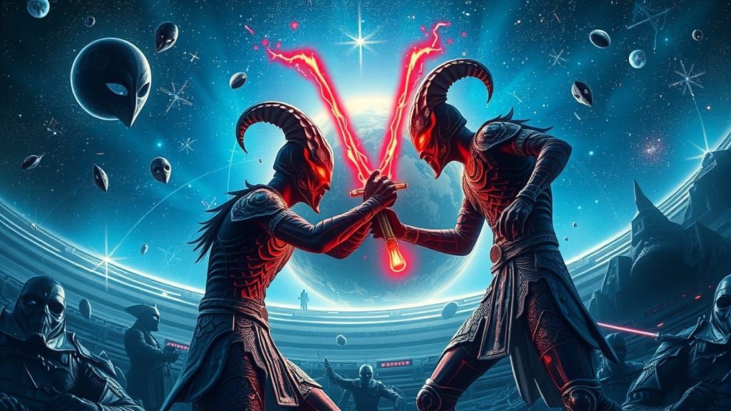 Ethereal Klingon Duel in Kaleidoscopic Cosmos