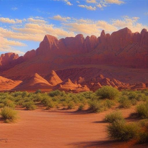 Desert Landscape Oil Painting by James Gurney Style