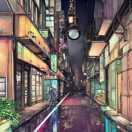 Portland Skyline in Studio Ghibli Anime Style