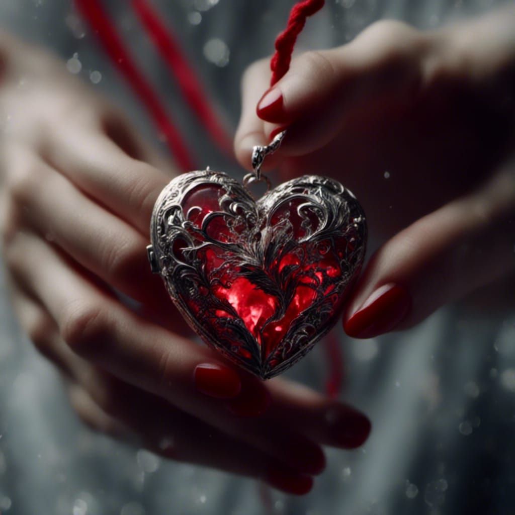 Heart Locket Connected by Red String: Film Aesthetic