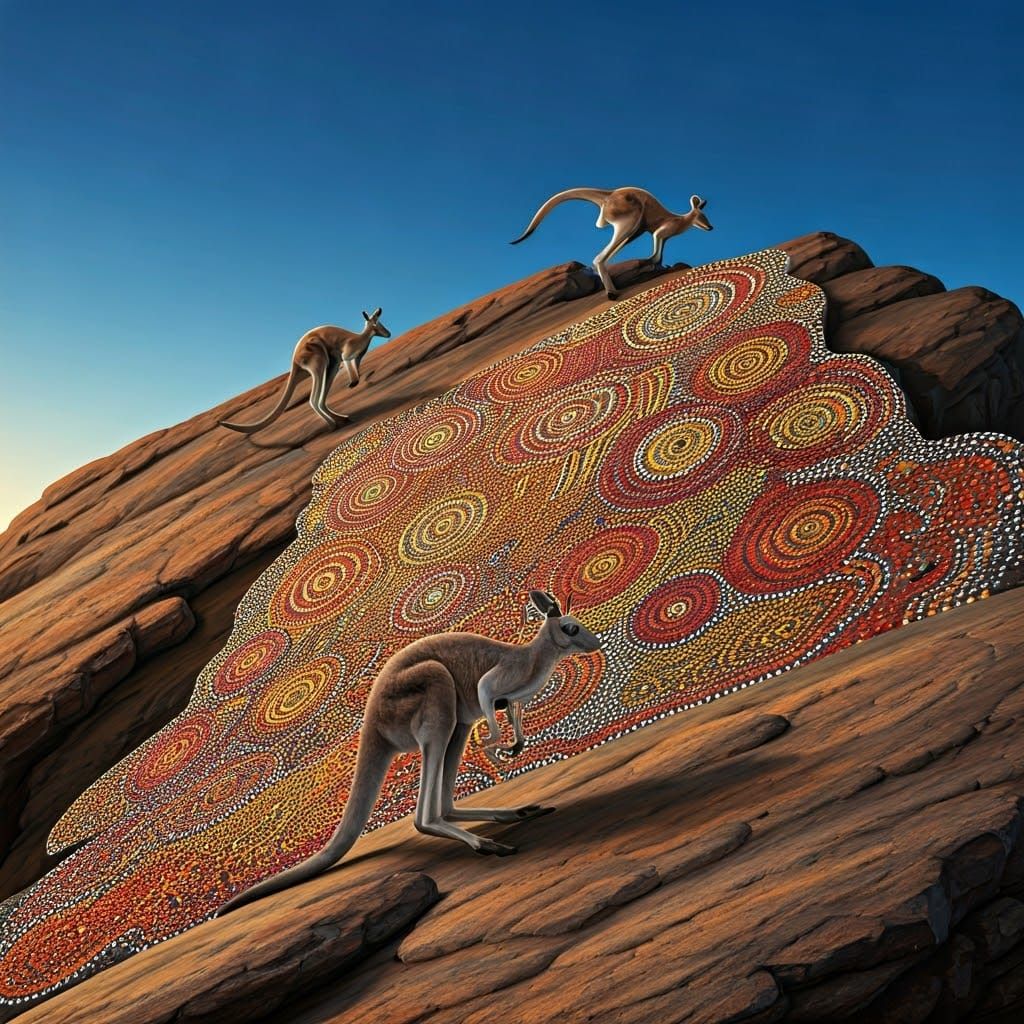 Kangaroo Family and Aboriginal Rock Art