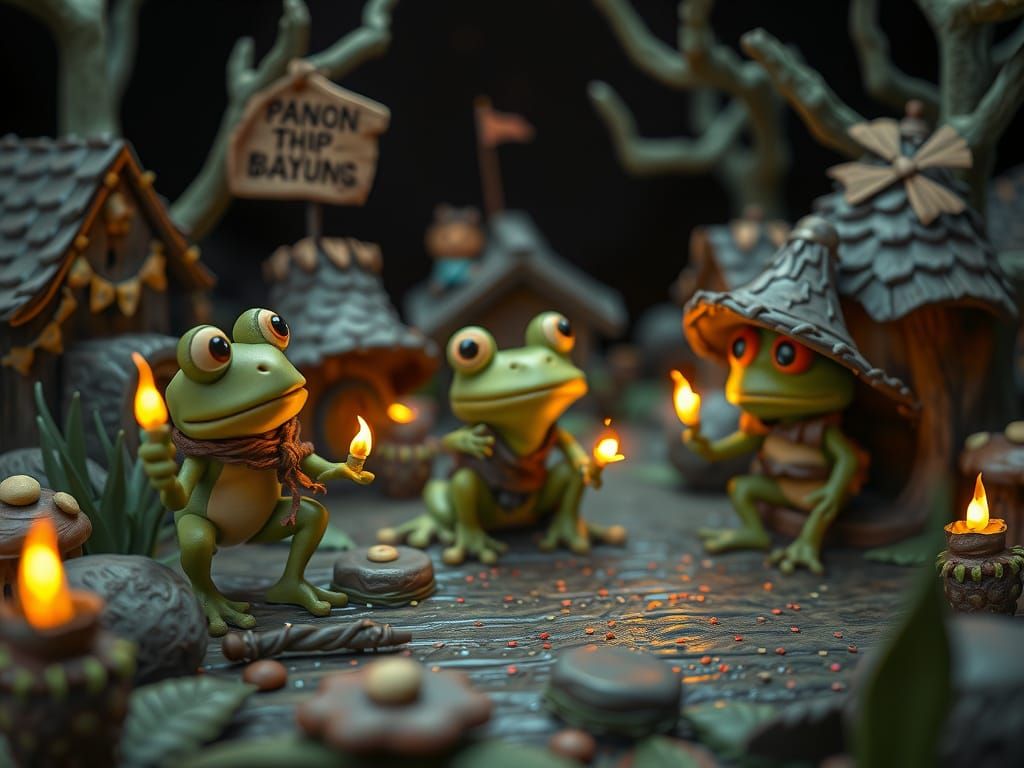 Claymation Bayou Shanty Town in Tim Burton Style