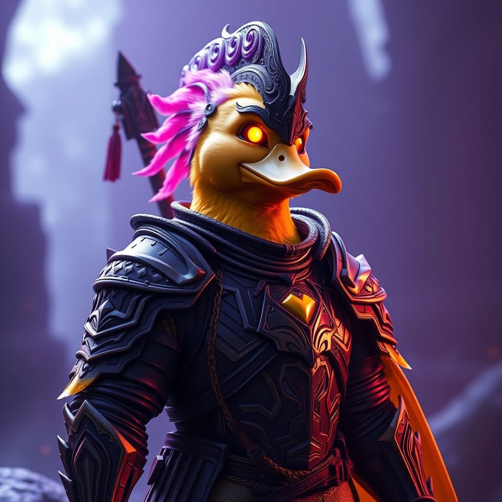 Duck Warrior in Modern Dark Fantasy Armor