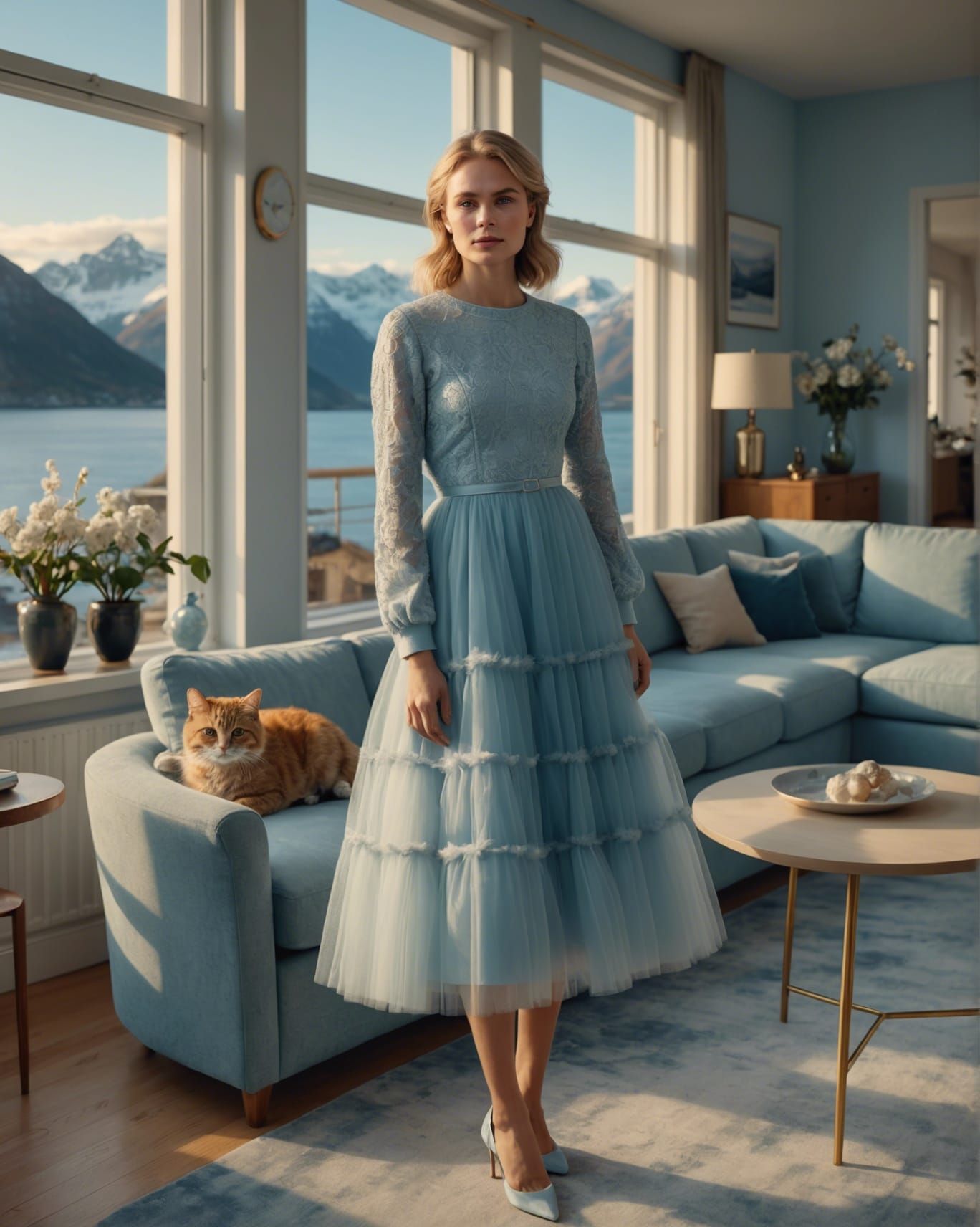 Norwegian Woman Overlooking Lofoten in Balbusso Style