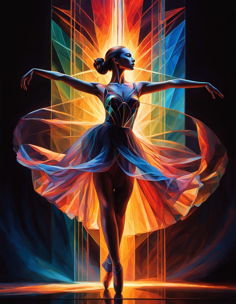 A ballerina in prism glass suit dress