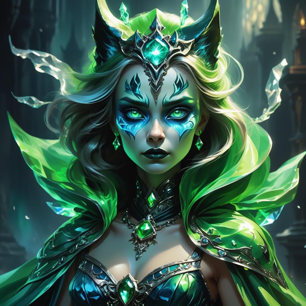 Lich Princess in Poisonous Underworld, Photorealistic Painti...