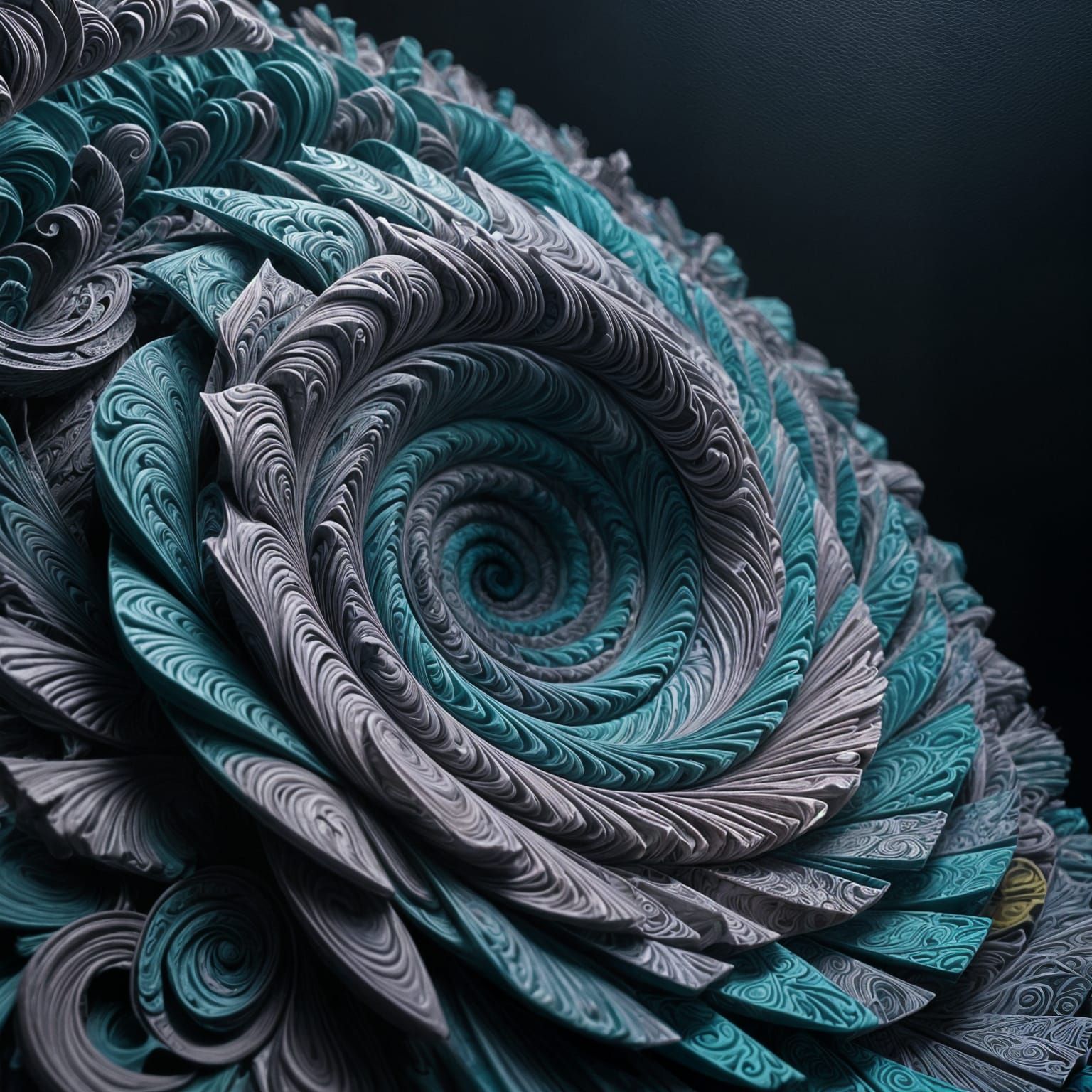 Ethereal Fractal Sculpture in Whirling Abstract Geometry
