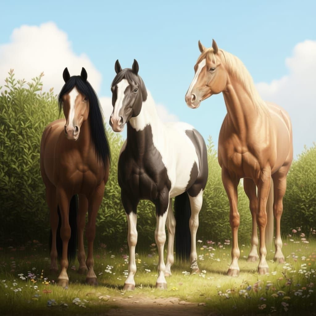 Horses in Golden Light, Old Masters Style