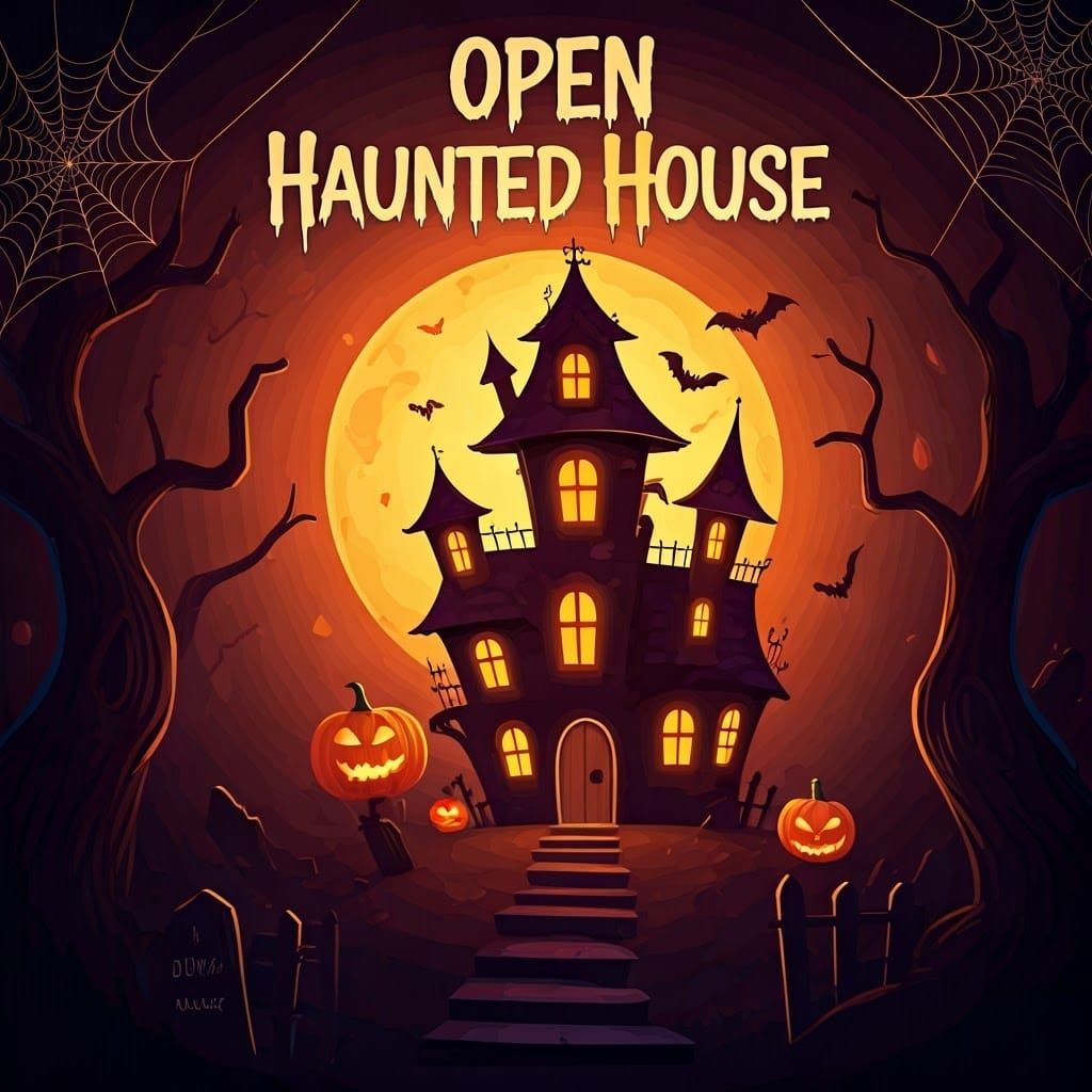 Halloween Haunted House Vector Illustration