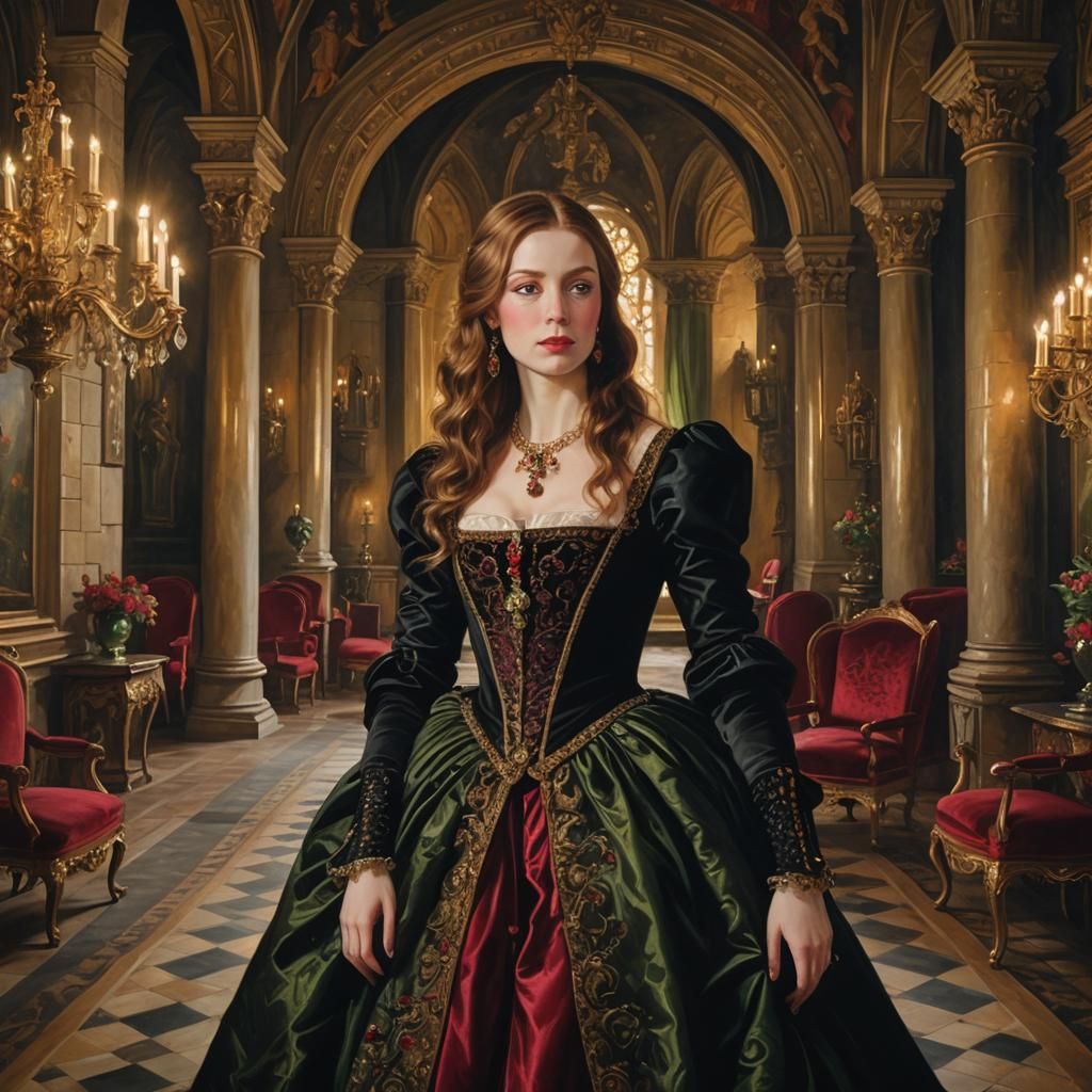 Renaissance Portrait of a Lady in a Castle