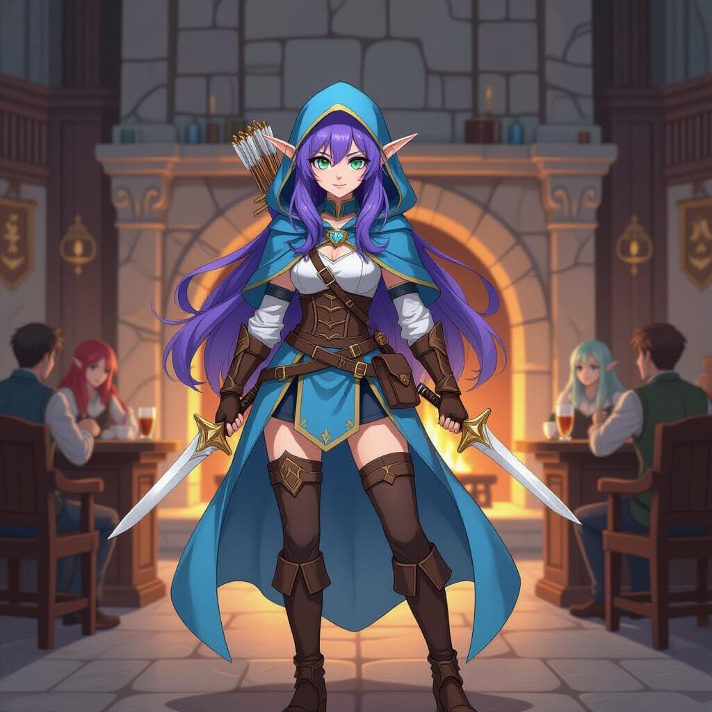 Moon Elf Heroine in Manga Style