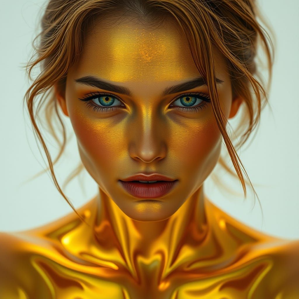Sculptural Female Form in Resplendent Liquid Gold