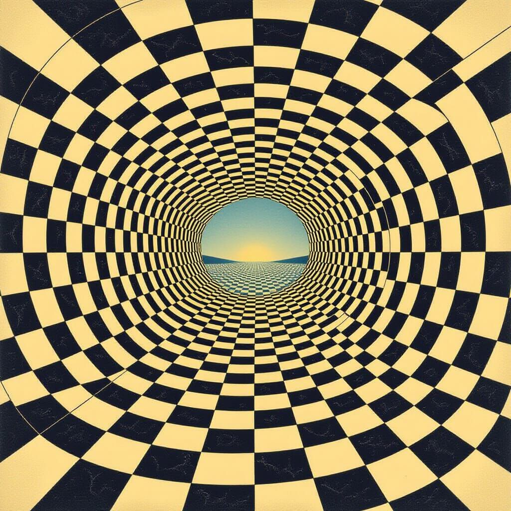 Surreal Tilted Horizon Inspired by Escher and Dalí