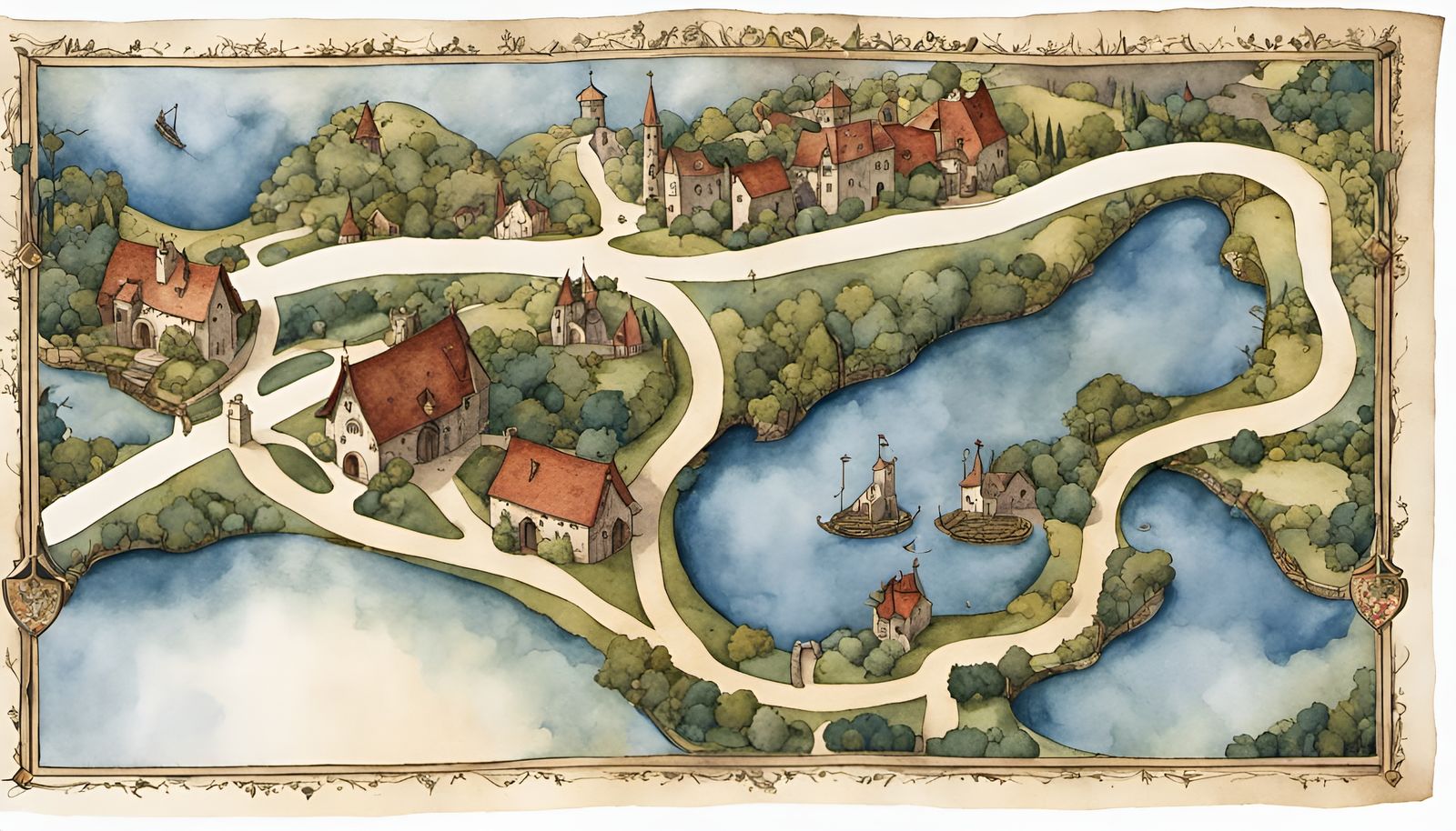 Medieval Illuminated Manuscript Map Concept Art