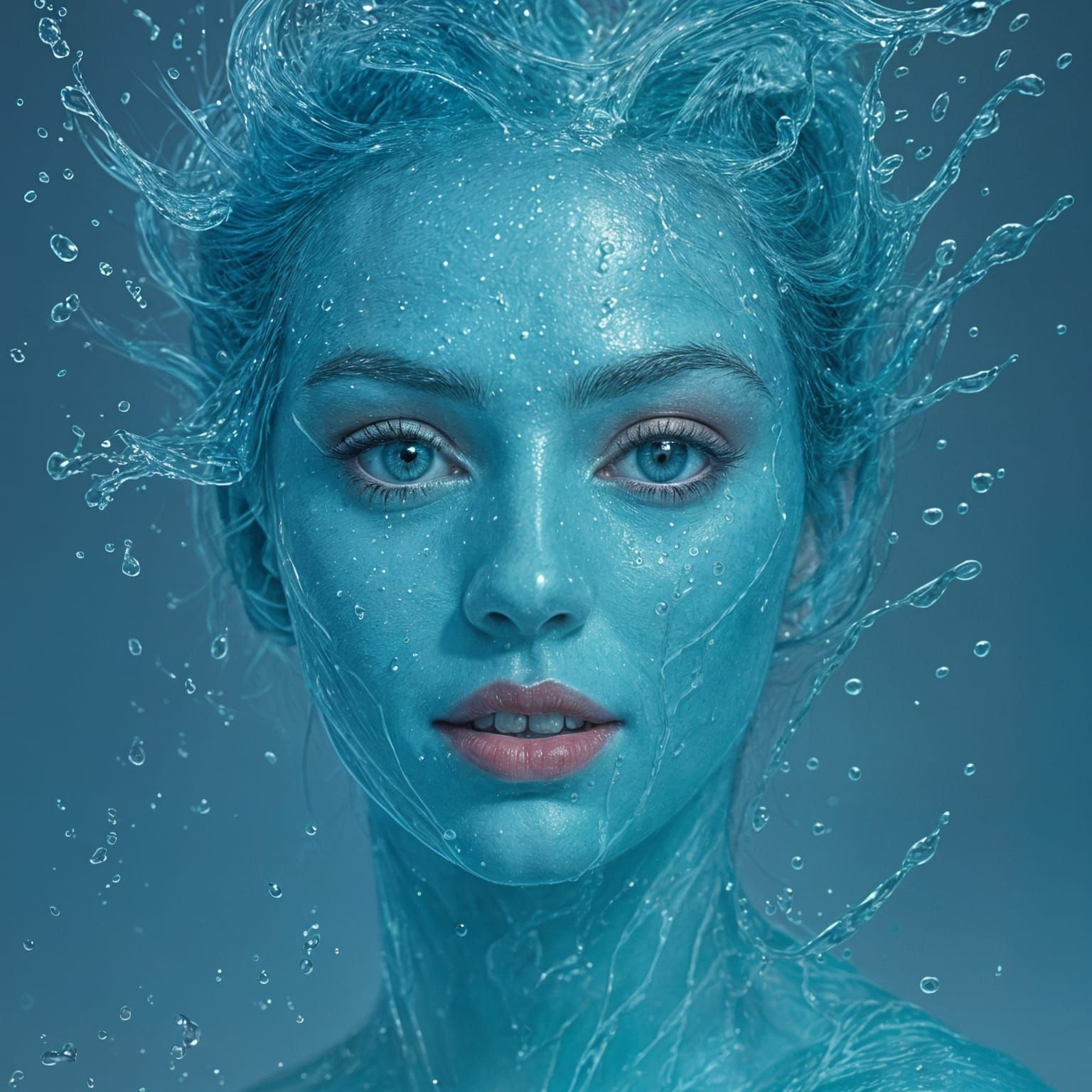 Translucent Water Maiden in Double Exposure