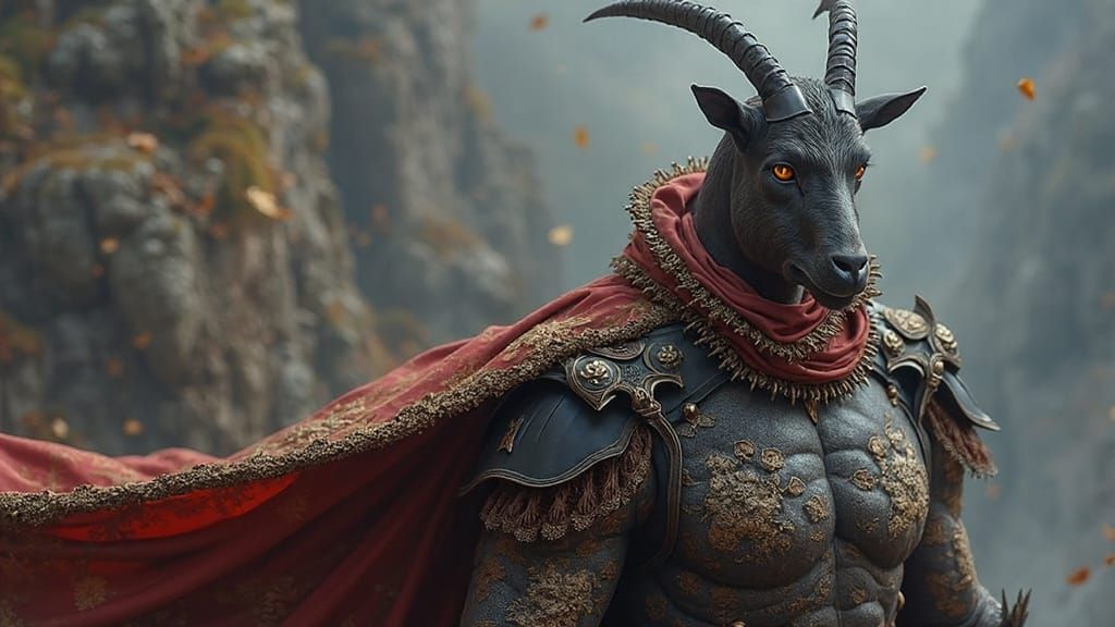 Strange Goat-Dog-Pig Hybrid in Art Nouveau Style