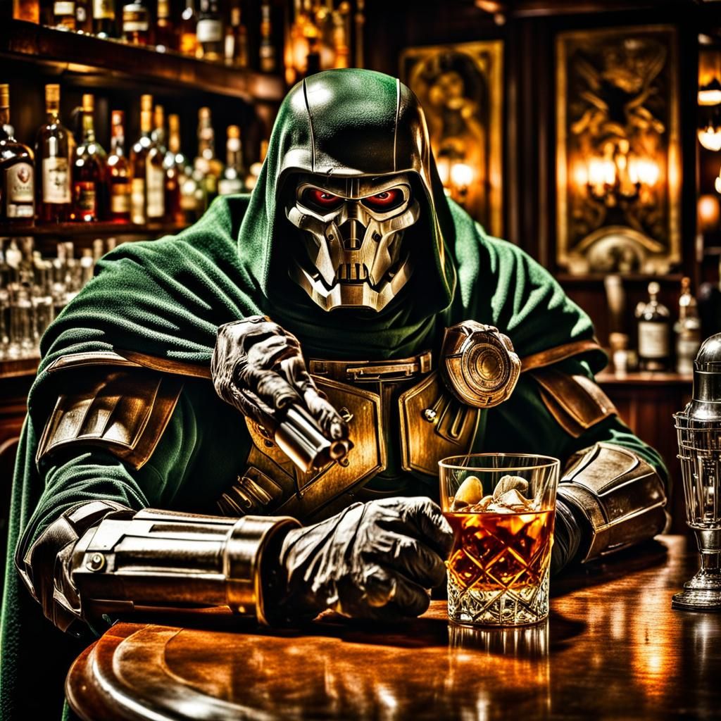 Dr Doom Drinking a brandy