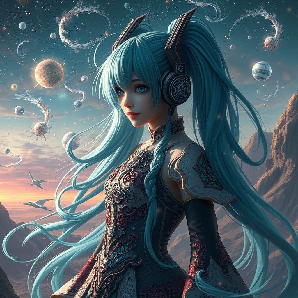 Hatsune Miku in Enchanting Futuristic Finery