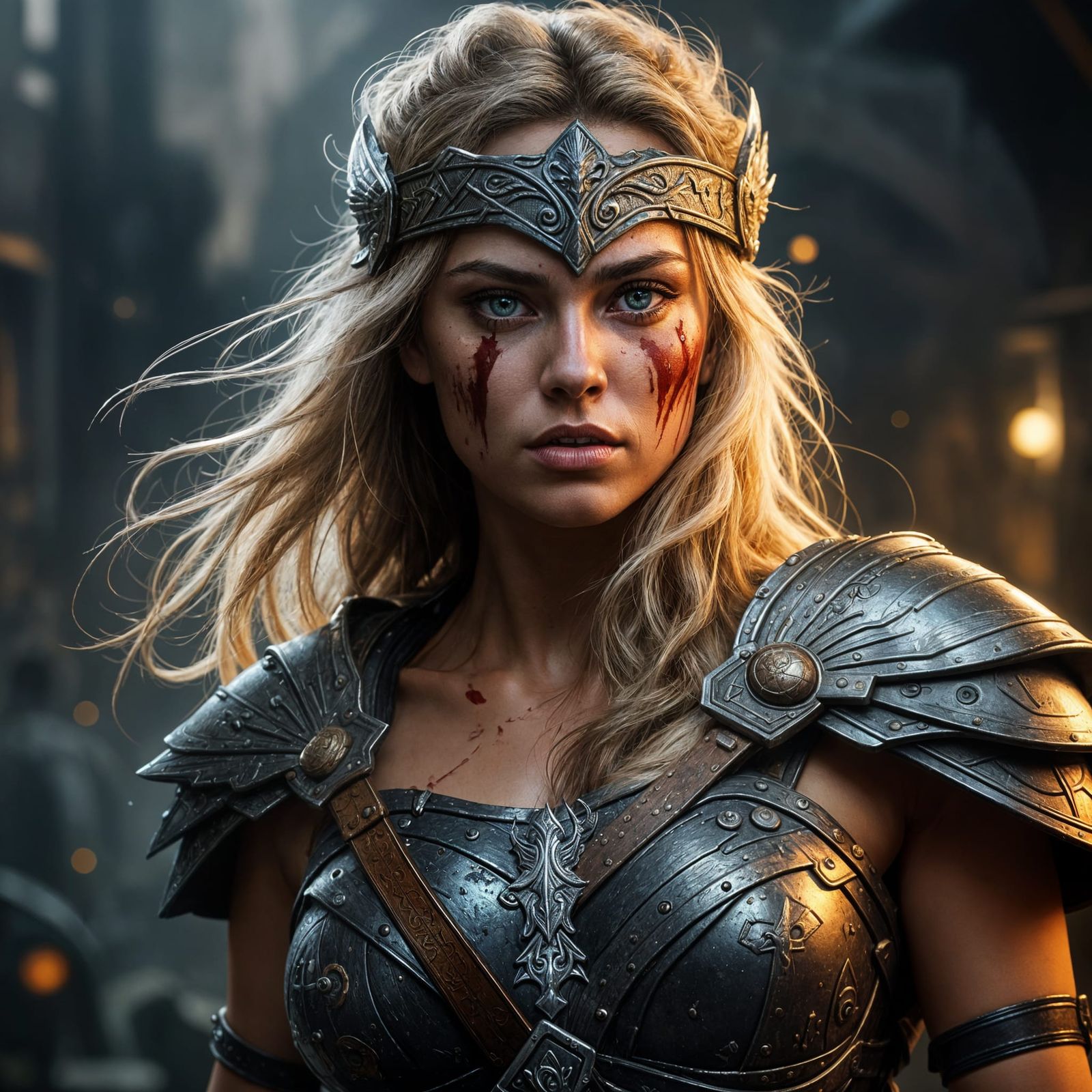 Valkyrie Warrior in Intense Battle Stance