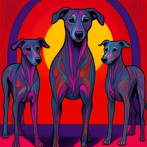 Three Dogs with Red Background Refined
