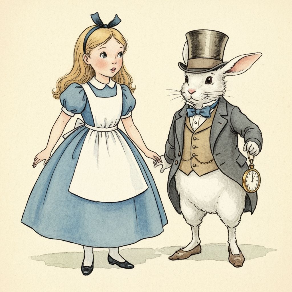 Alice in Wonderland with White Rabbit, Potter Style