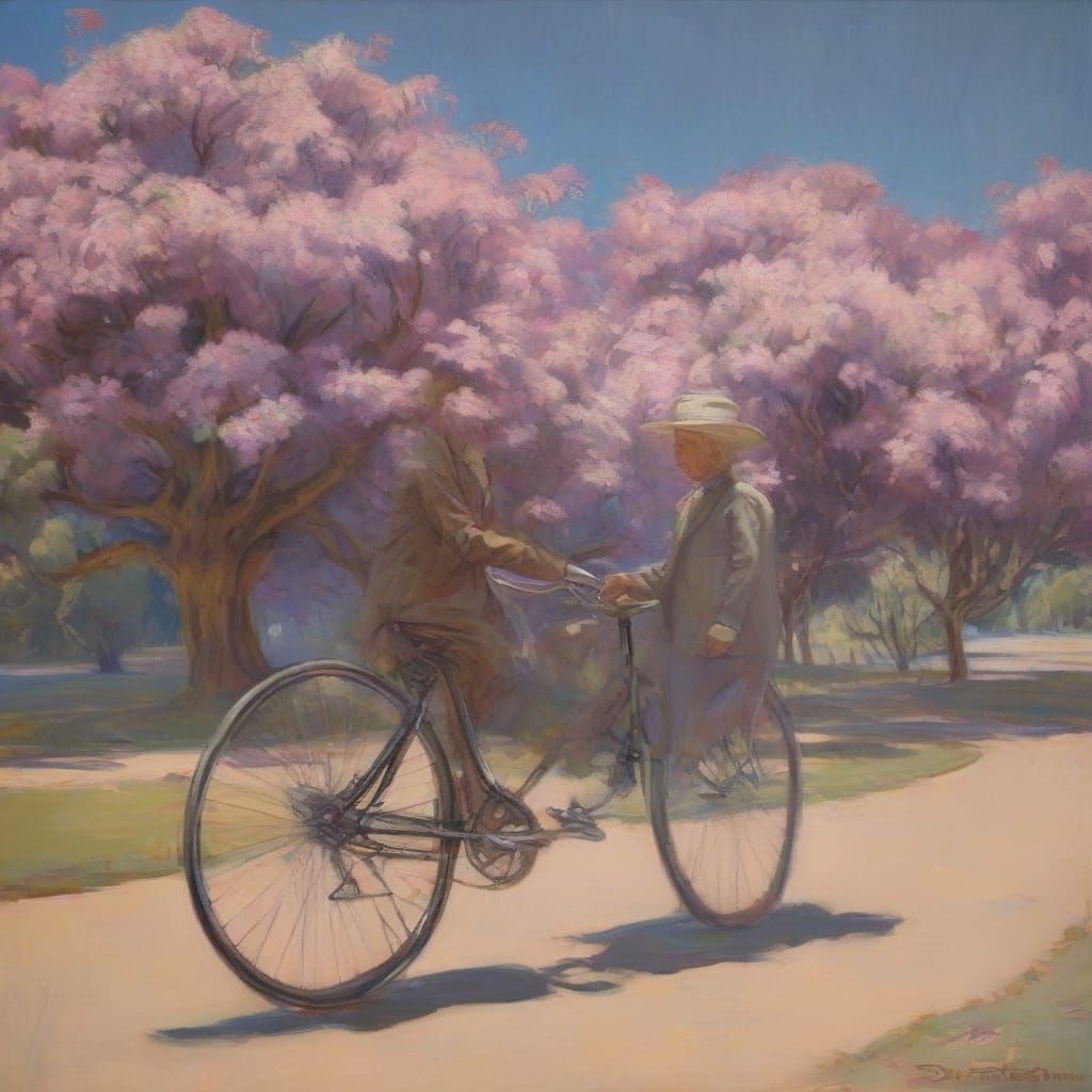 Timeless Cycling through Toowoomba's Vibrant Jacaranda Trees...