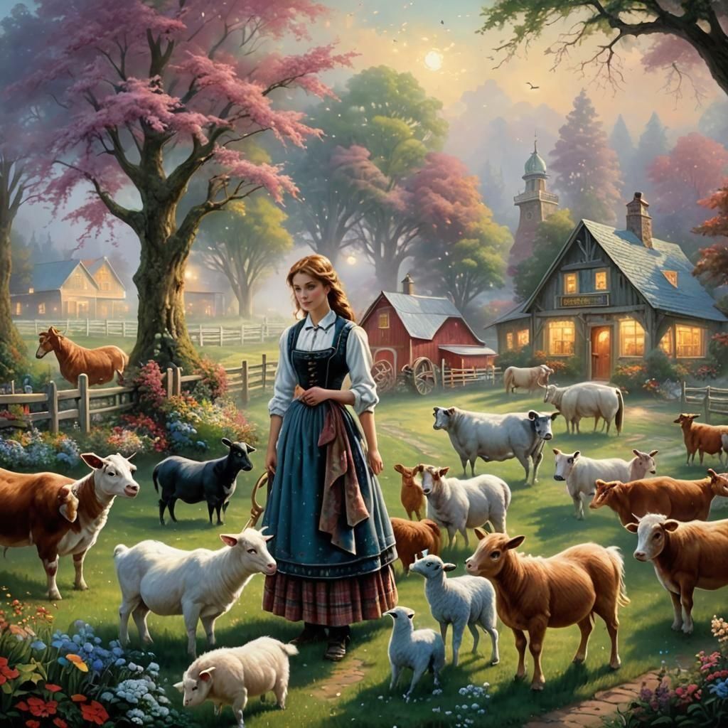 Ethereal Farm Animal Affection in Fantasy Style