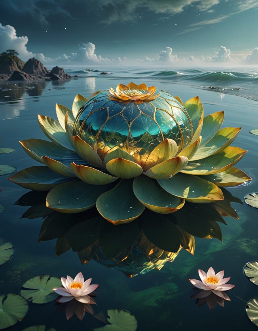 Serene Galactic Lotus in Soft Light